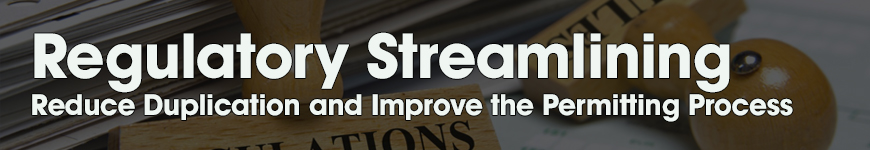 Regulatory Streamlining. Reduce Duplication and Improve the Permitting Process.