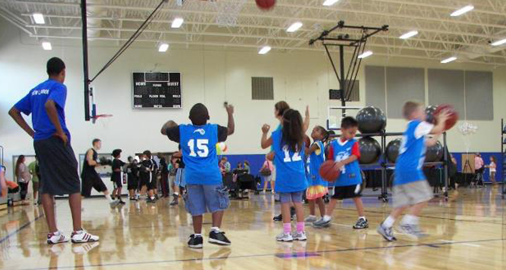 Children playing basketball